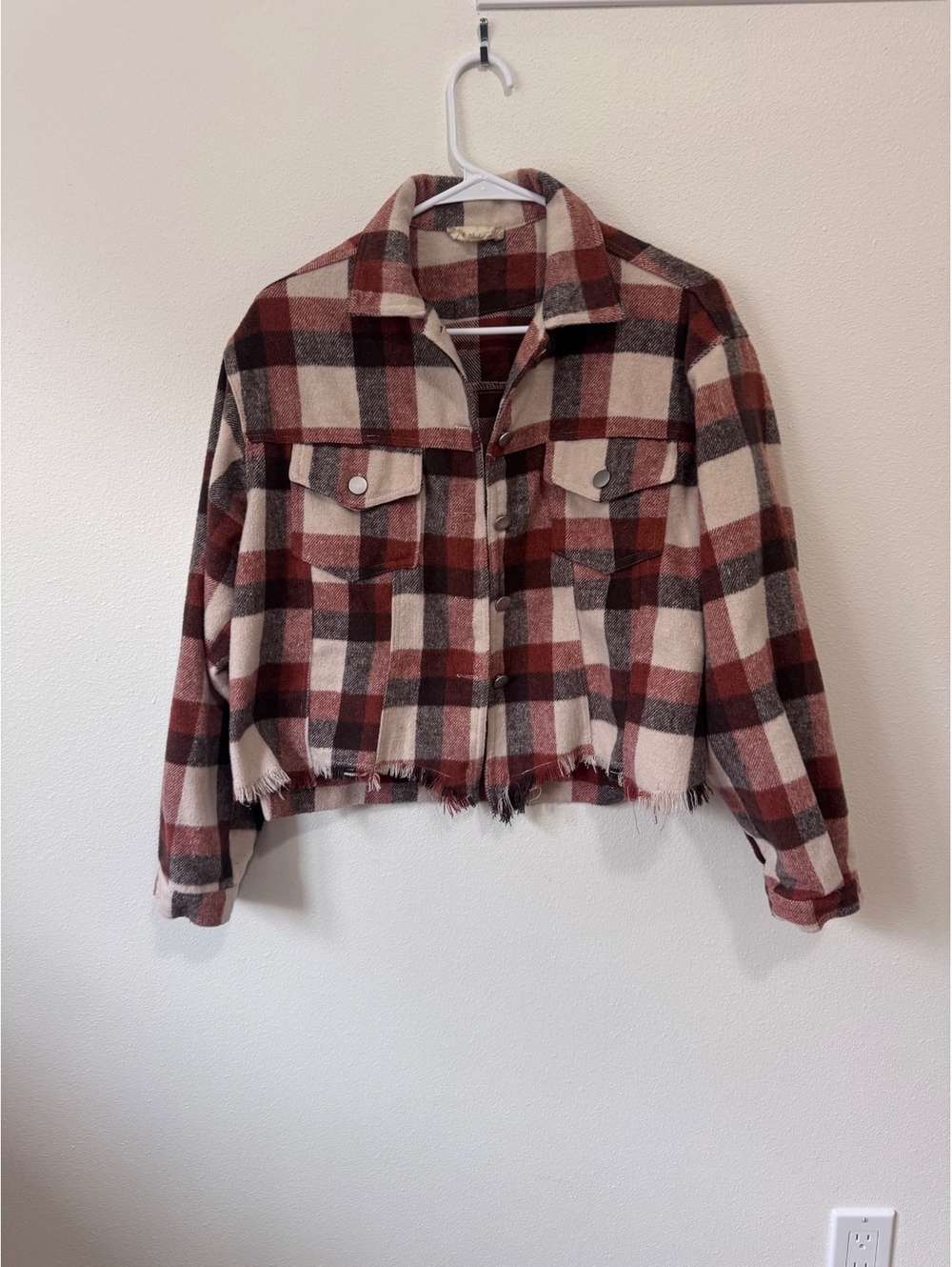 Untold State Women's XS Plaid Cropped Jacket with Button Pockets